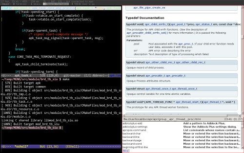 developer's desktop: stumpwm + emacs + conkeror