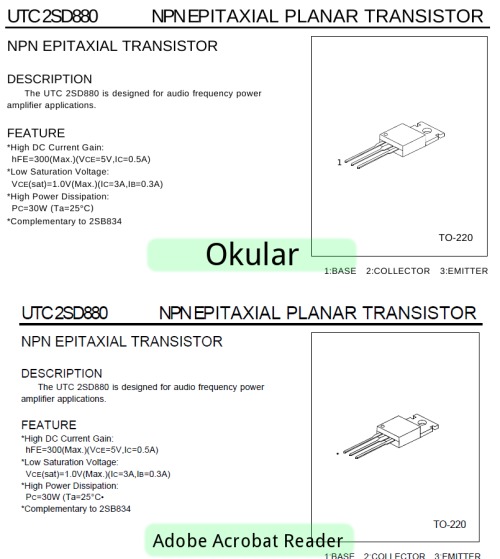 Скриншот: Okular и Acrobat Reader - отображение pdf