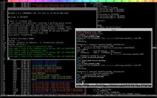 Скриншот: Отладка ядра NetBSD