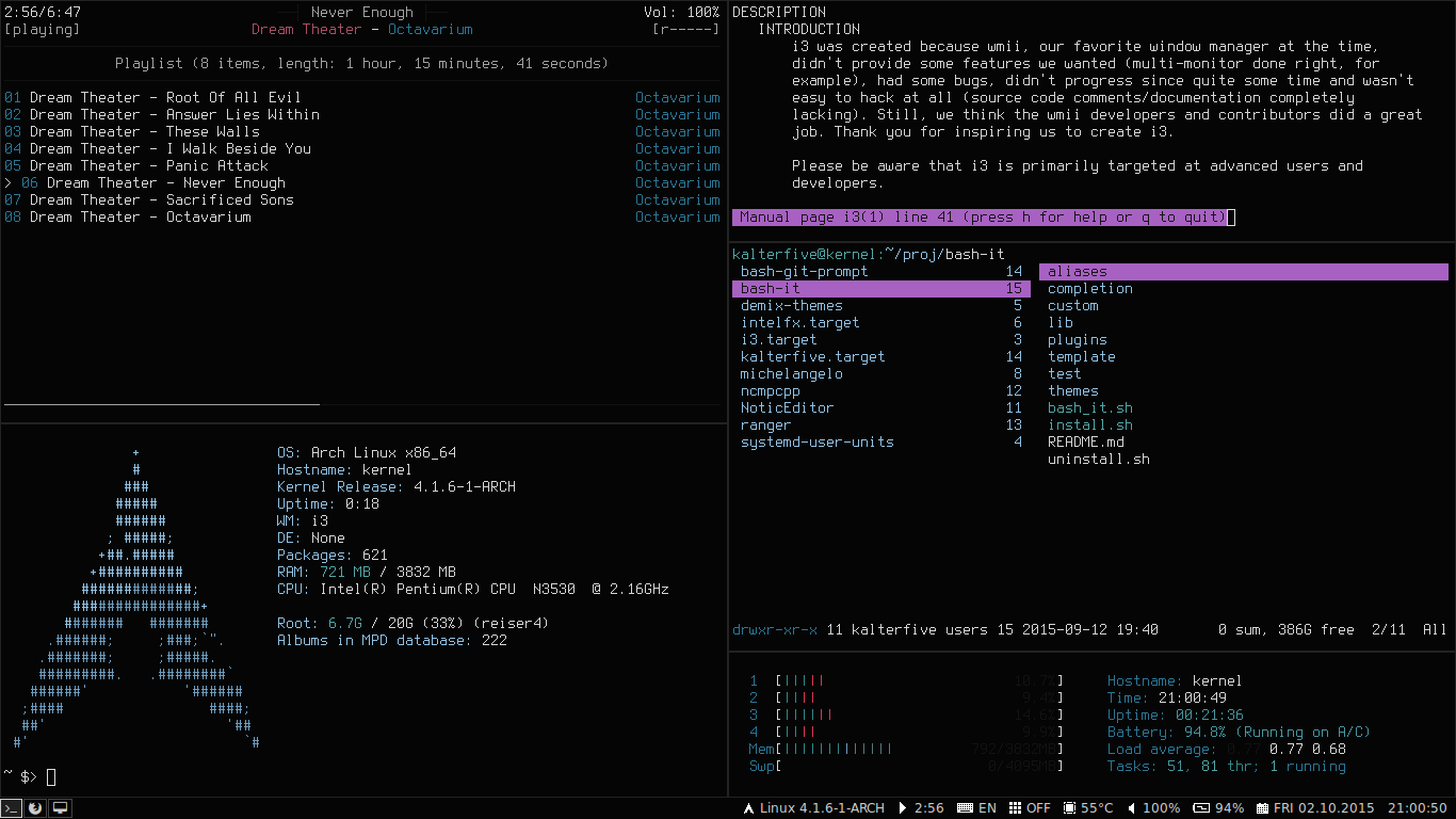 Arch Linux + i3 — Скриншоты — Галерея