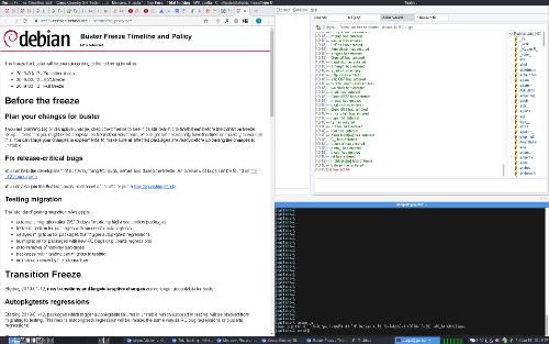 Скриншот: Xfce+XMonad на Debian stretch