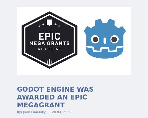 Godot Engine получила мегагрант от Epic Games.