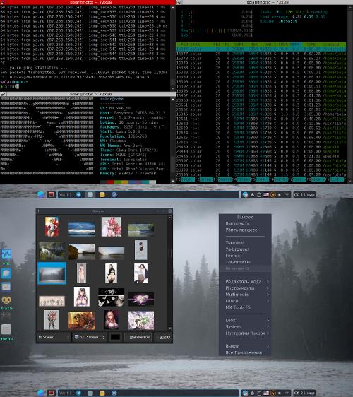 Скриншот: Домашний fluxbox на mx-linux