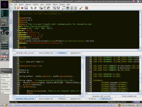 jEdit, OpenBox и PKGBUID