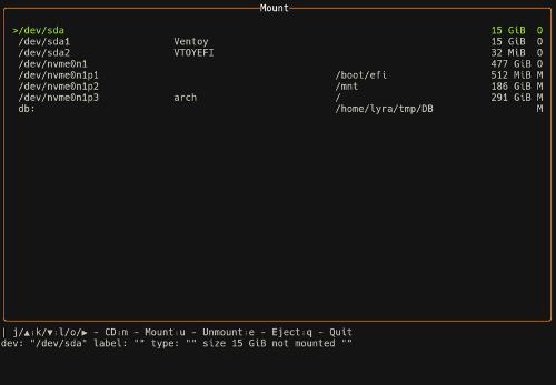 mmtui — TUI для монтирования дисков