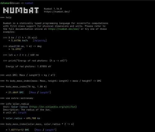 Numbat 1.16.0 — консольный научный калькулятор