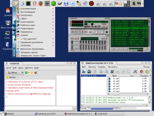 KDE VyQchat XMMS WebDownloader