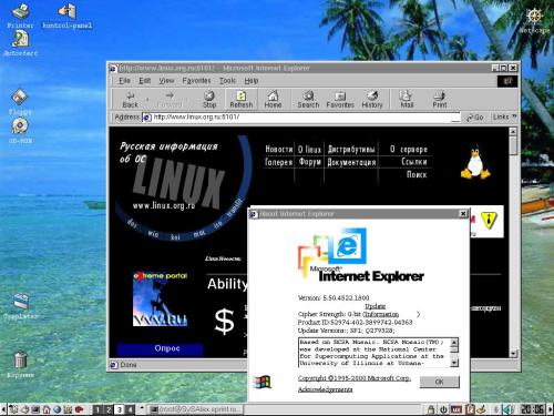 MS IE 5.5 under Linux with Wine