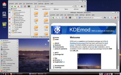 Дефолтный KDE из репозитория KDEmod for Arch Linux